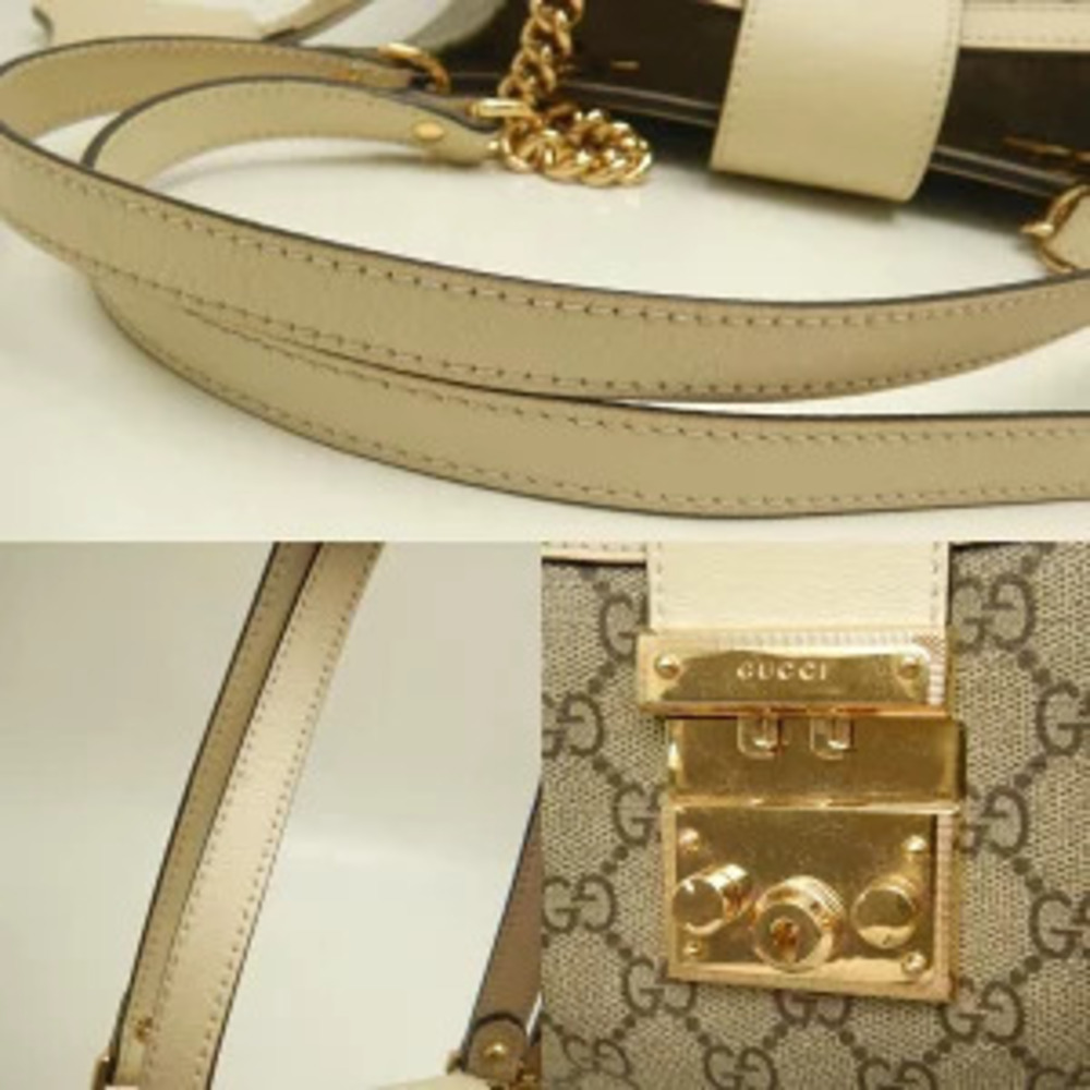 GUCCI Cruise Padlock Tote Bag GG Supreme Leather Beige Ivory White - Picture 5 of 9